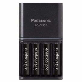 Panasonic Eneloop BQ-CC55 batterioplader + 4 x AA Eneloop Pro
